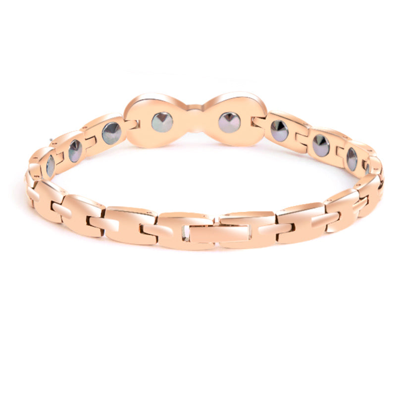 Elegant Rose Gold Magnetic Therapy Bracelet with Crystal Bowknot Accent