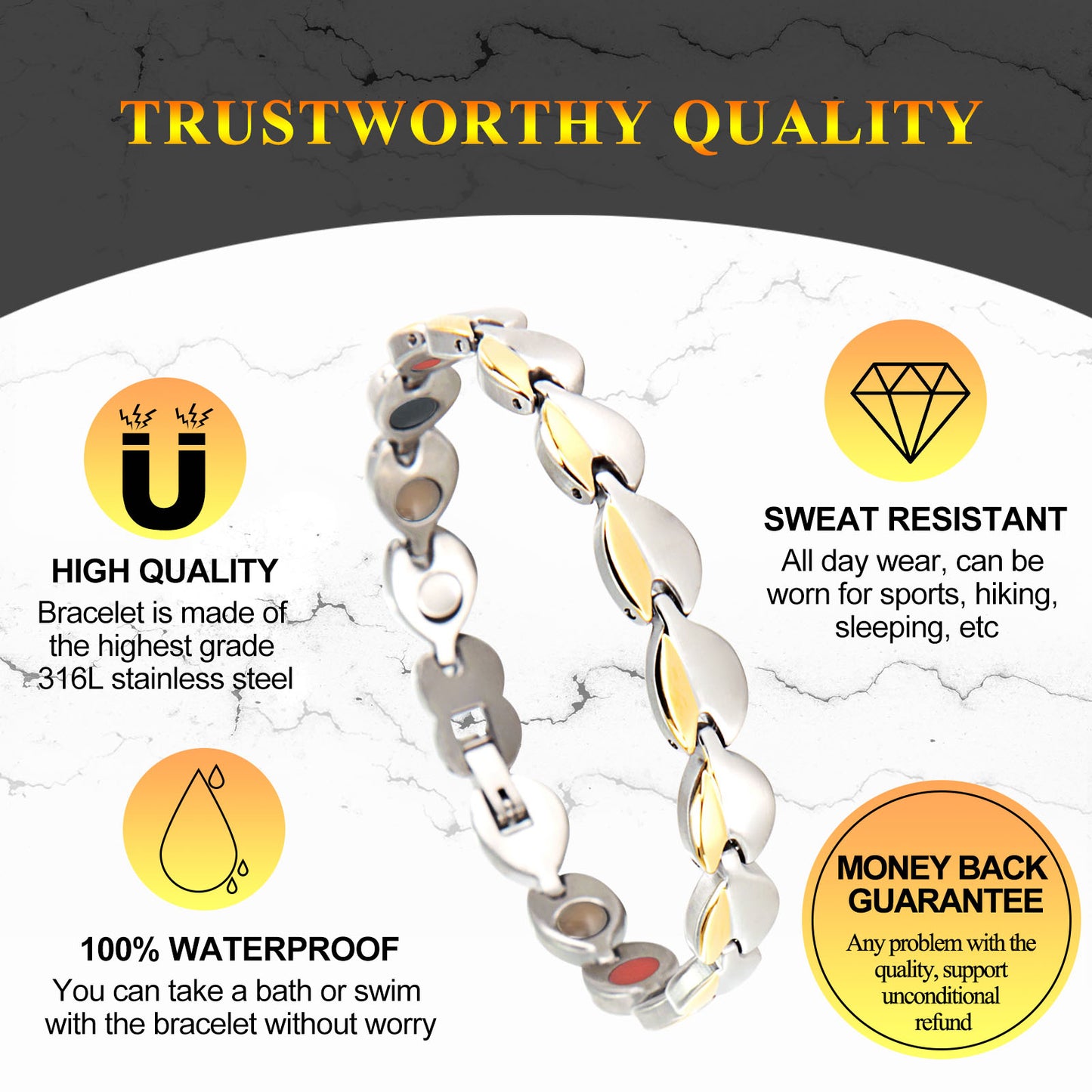 Dual Tone Magnetic Therapy Bracelet – Classic Series