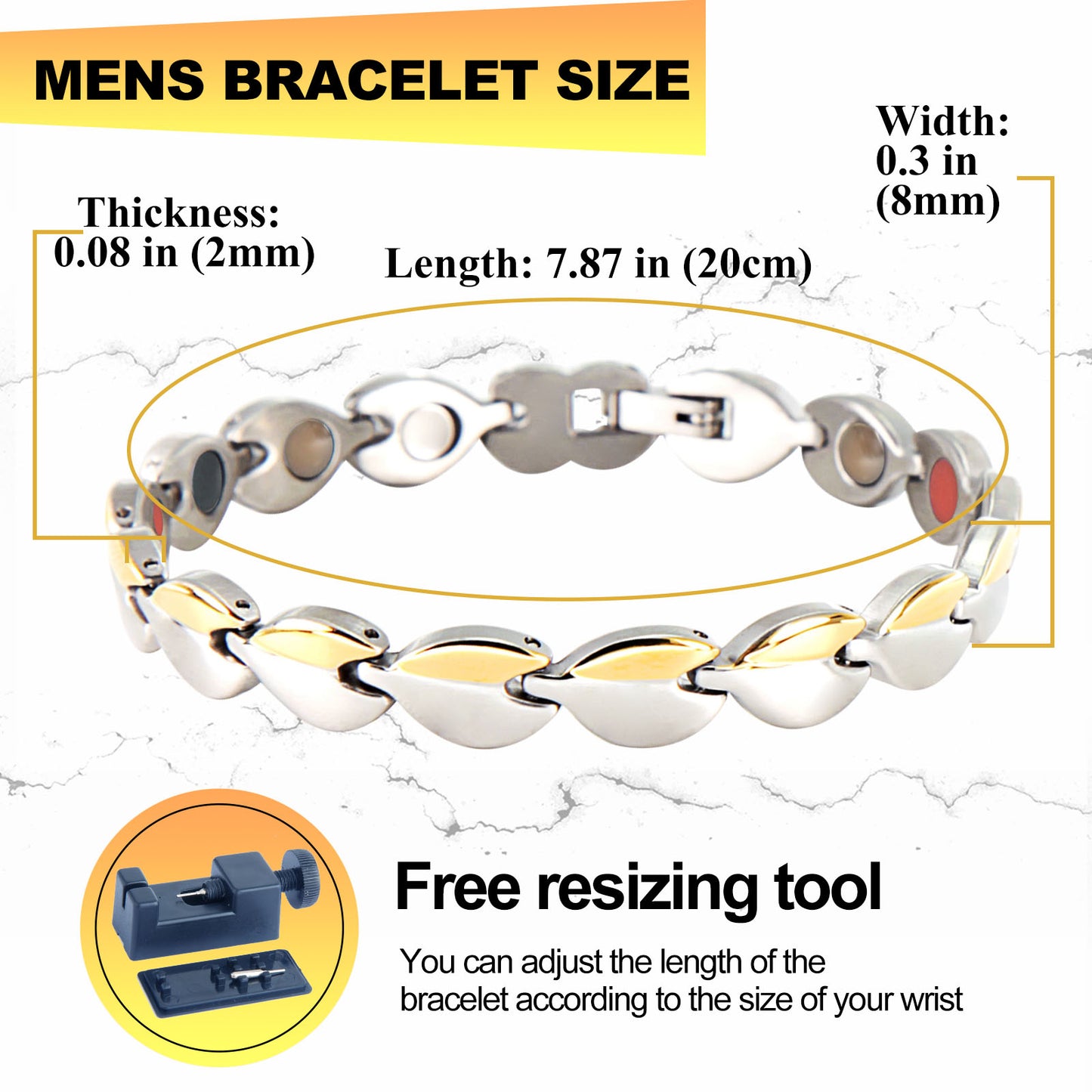 Dual Tone Magnetic Therapy Bracelet – Classic Series
