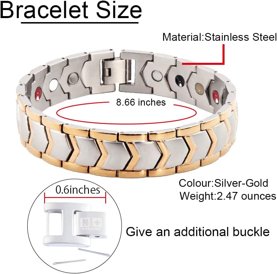 Silver& Gold Magnetic Therapy Bracelet - Classic Series