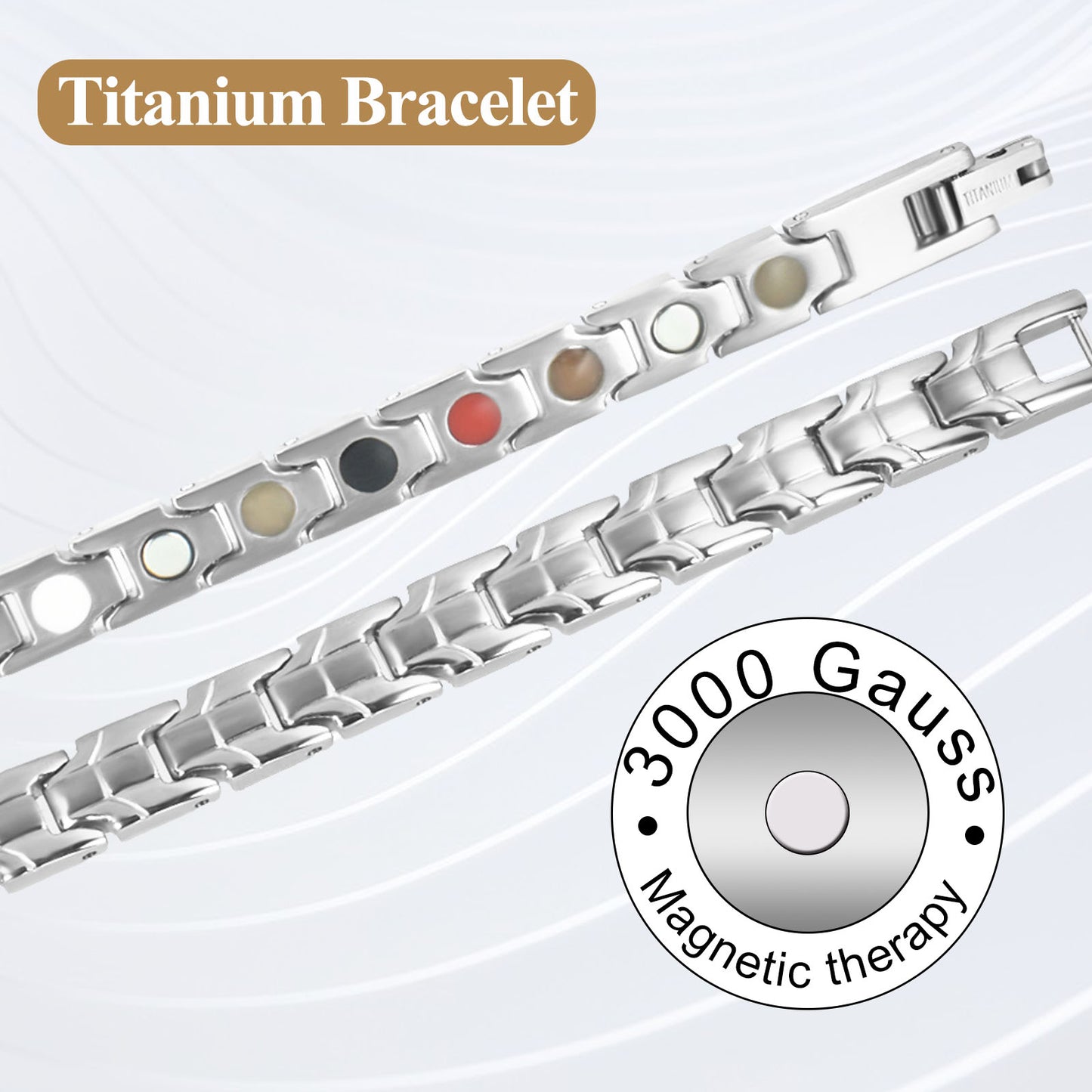 Snake Shape Magnetic Therapy Bracelet - Titanium Series