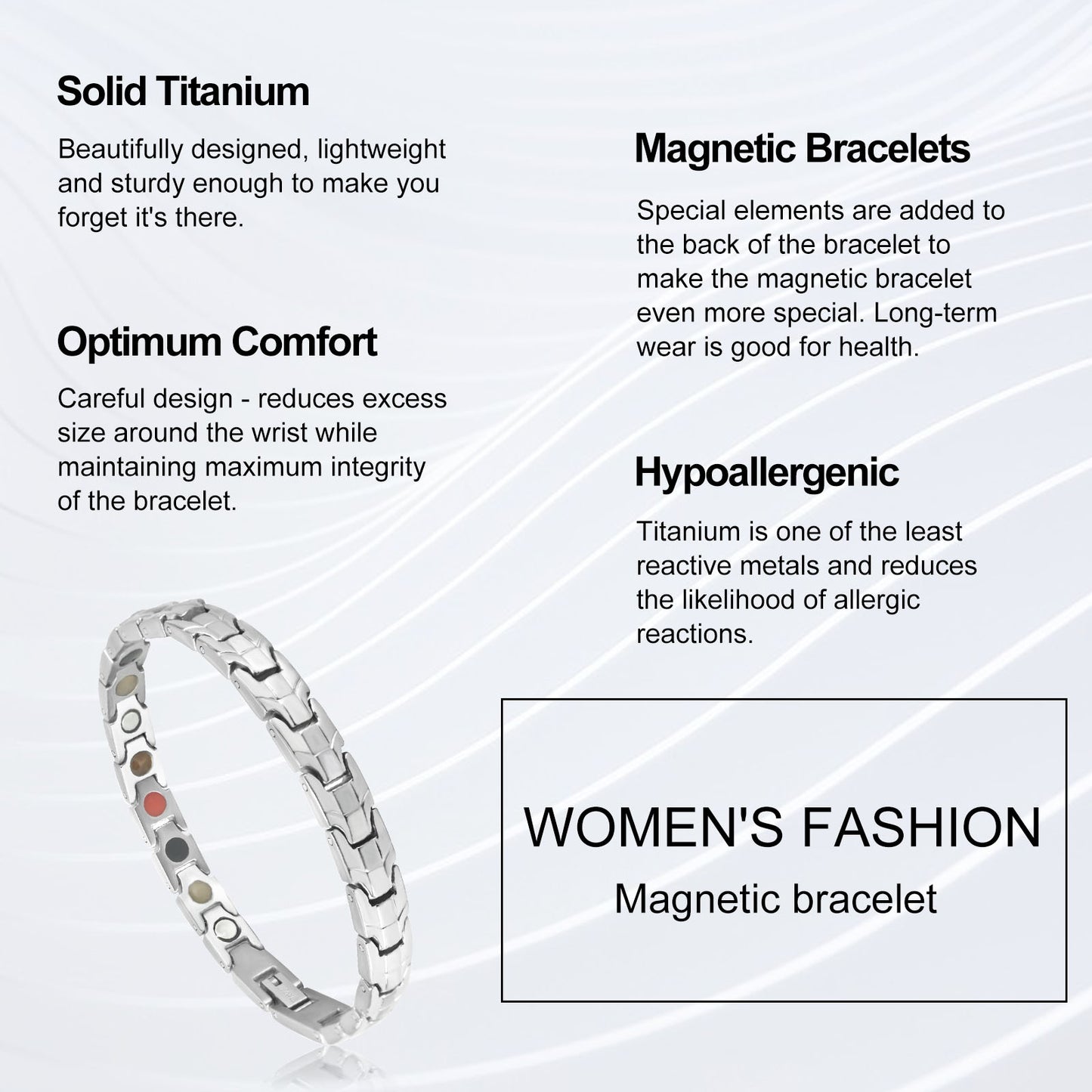 Snake Shape Magnetic Therapy Bracelet - Titanium Series