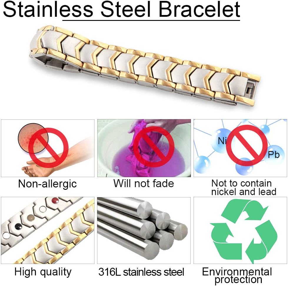 Silver& Gold Magnetic Therapy Bracelet - Classic Series