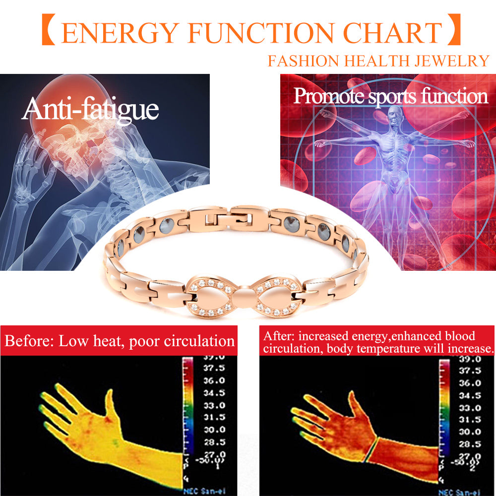 Elegant Rose Gold Magnetic Therapy Bracelet with Crystal Bowknot Accent