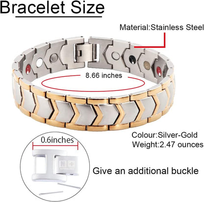 Silver& Gold Magnetic Therapy Bracelet - Classic Series