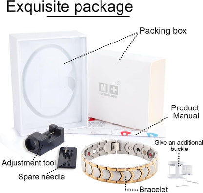 Silver& Gold Magnetic Therapy Bracelet - Classic Series
